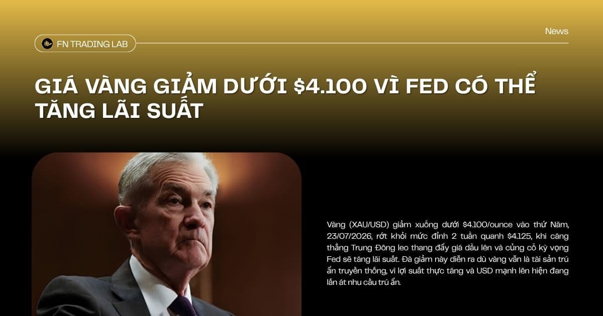 Giá Vàng Giảm Dưới $4.100 Vì Fed Có Thể Tăng Lãi Suất
