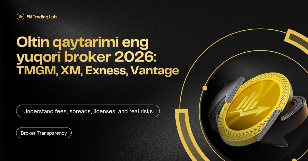 Oltin qaytarimi eng yuqori broker 2026: TMGM, XM, Exness, Vantage