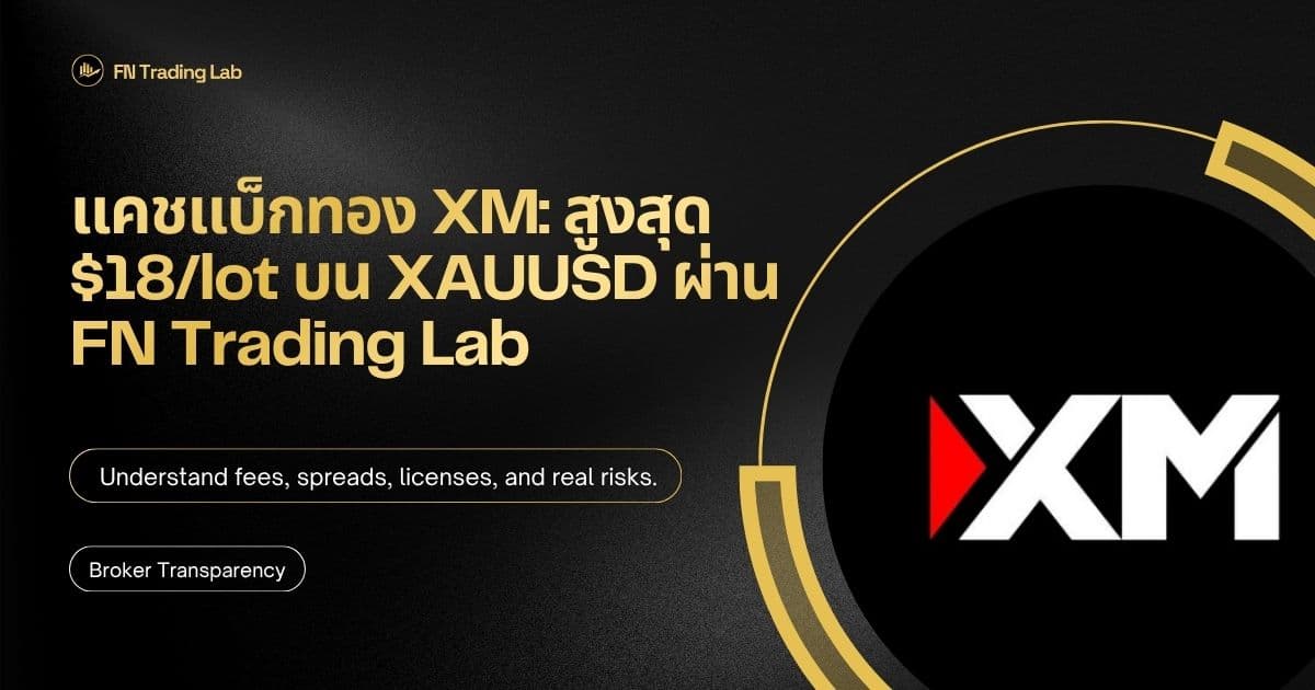 แคชแบ็กทอง XM: สูงสุด $18/lot บน XAUUSD ผ่าน FN Trading Lab